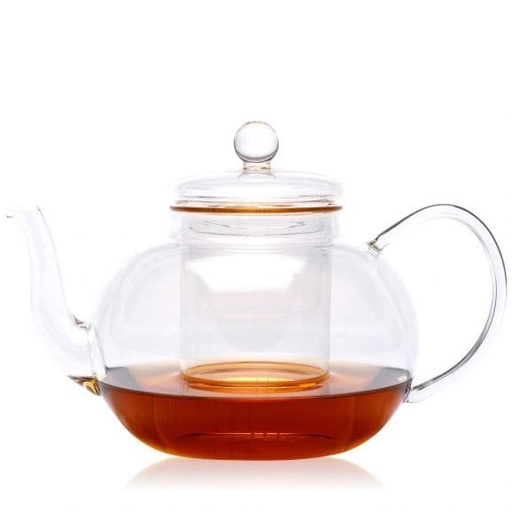 clear glass teapot